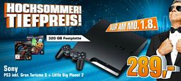 Saturn am Montag: Playstation 3 320GB + Gran Turismo 5 + Little Big Planet 2 für 289 Euro oder Amazon: PS3 320GB + GT5 für 259 Euro