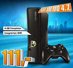 Saturn oder Amazon: Xbox360 Slim 4GB für nur 111,00 Euro (nur am Montag)