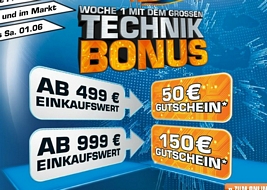 Saturn: Ab 499 Euro Einkaufswert einen 50 Euro-Gutschein und ab 999 Euro Einkaufswert einen 150 Euro-Gutschein erhalten