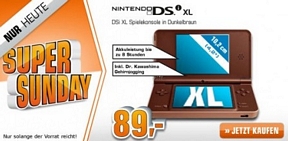 Saturn Super Sunday-Angebote am 30. Juni u.a. mit dem Nintendo DSi XL dunkelbraun  für 89 Euro