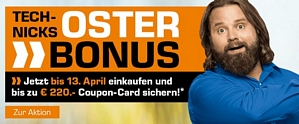 Saturn Oster Bonus – bis zum 13. April für mindestens 299 Euro einkaufen und Coupons im Wert von bis zu 220 Euro erhalten