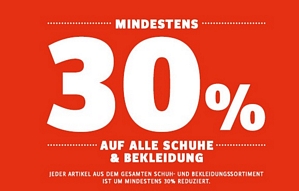SportScheck: Schuhe und Kleidung um mindestens 30 Prozent reduziert