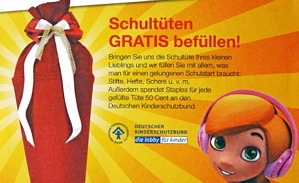 Staples: Schultüte kostenlos befüllen lassen 2014