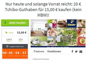 nur10.de: 20 Euro Tchibo-Guthaben für 15 Euro