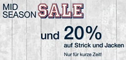 Tom Tailor: Mid-Season Sale mit 20 Prozent Rabatt auf Strick und Jacken