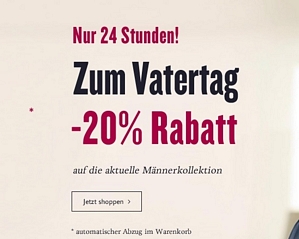 Tom Tailor – Zum Vatertag 20 Prozent Rabatt auf die aktuelle Männerkollektion