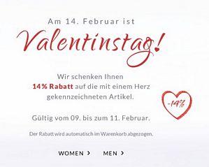Tom Tailor – 14 Prozent Rabatt zum Valentinstag