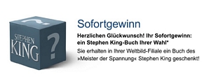Weltbild: Dank Coupon ein Stephen King-Buch kostenlos erhalten