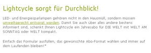 Lightcycle: Jahresabo für DIE WELT mit WELT AM SONNTAG oder WELT kompakt kostenlos