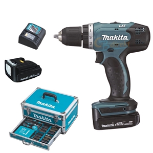 Makita Akkuschrauber Set BDF343RHX3 DDF343RYX3 mit 2 Akkus, 96-teiligem Zubehör-Set und Koffer