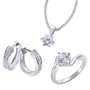 Goldmaid Damenring, Collier oder Creolen Sterlingsilber 925 mit Zirkonia