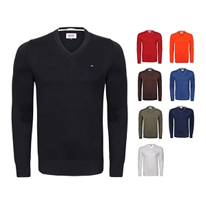 Tommy Hilfiger Feinstrickpullover Herren Pulli V-Ausschnitt Custom Fit