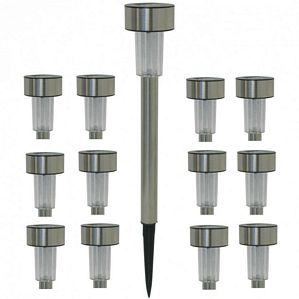 12 x Solar Edelstahl LED Stab Lampe 38,5 cm Gartenleuchte