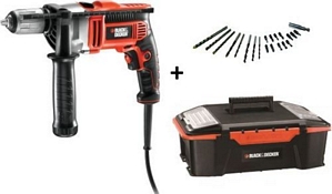 Black & Decker KR705K Schlagbohrmaschine mit Werkzeugbox und Zubehör