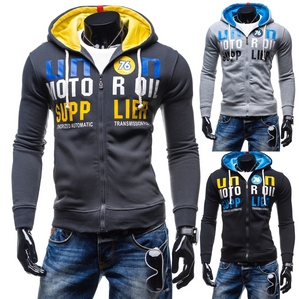 Alex/Hedge Sweatjacke Kapuzenpullover Hoodie Sweatshirt Kapuze Kontrast Pulli Motiv