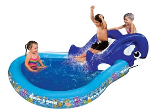 Banzai Sealand Planschbecken Kinderpool Wal mit Rutsche 224 x 165 x 56 cm