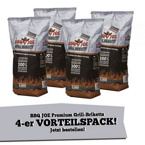 BBQ JOE: Best American Hartholz Briketts 4 x 2,5 Kg Vorteilspack gesamt 10 Kg