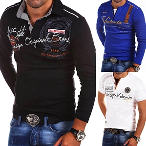BEHYPE Herren Poloshirt Longsleeve Polo T-Shirt