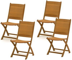 4x Belardo by Landmann Windsor Rattan Garten Klappstuhl Holz Gartenstuhl Stuhl