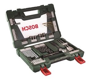Bosch 83-tlg. TiN Bohrer- und Bit-Set mit LED-Taschenlampe und Rollgabeschlüssel