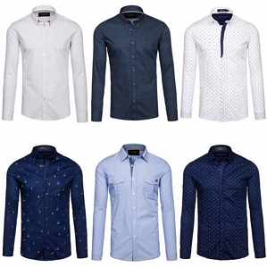 BOLF Freizeithemd Men Slim Polo Long Shirt Langarm Wear Hemd Casual Mix 2B2