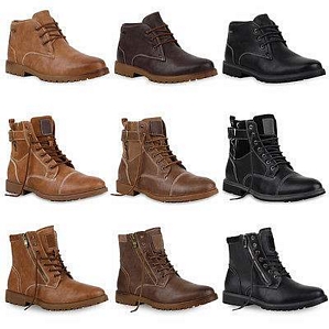 Moderne Herren Boots Lederoptik Schuhe Outdoor 99614