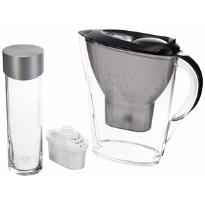 Brita Marella Cool Graphite + Glaskaraffe 0,5l + 3 Brita Maxtra Filterkartuschen
