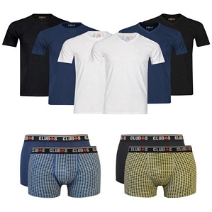 CLUB´s Herren 4er Pack T-Shirts Rundhals, V-Neck oder Boxershorts