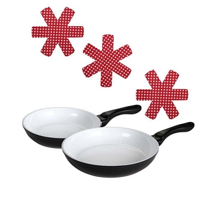 culinario 5-teiliges Pfannenset Crispy Joy mit 20 und 28 cm Durchmesser + 3x Pfannenschutz