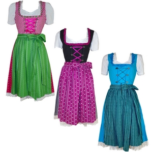 DIRNDL Trachtenkleid mit Schürze Baumwolle 3 Modelle