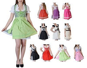Dirndl Gr. 34-50 Trachtenkleid Tracht Kleid Oktoberfest Baumwolle Bluse Schürze