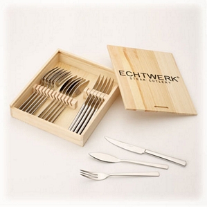Echtwerk Steakbesteck SARRE Set 18 tlg. Fischmesser Holzkassette Grillbesteck