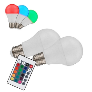 Globo LED E27 RGB Leuchtmittel mit Fernbedienung dimmbar 2er-Set (10675)