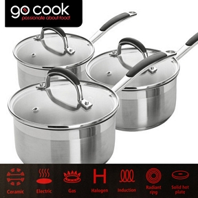 3er-Set Edelstahl-Kochtopf von GO COOK