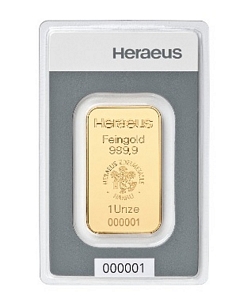 Ebay-WOW: 31,1g Gramm 1 Unze Goldbarren Heraeus 999,9 Feingold Barren