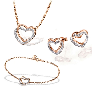 Goldmaid Kette, Armband oder Ohrstecker Herz 925 Sterlingsilber 30 Zirkonia