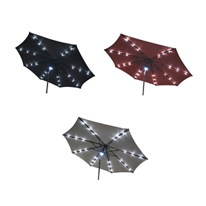 GREEMOTION Sonnenschirm Marktschirm mit LED Solar Beleuchtung Ø 300 cm