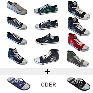H.I.S Jeans Herren Canvas Sneaker High und Low Top + Zehentrenner