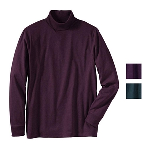 LANDS´ END Herren Rollkragenshirt Langarmshirt aus Kammgarn-Baumwolle