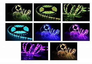LED RGB Stripe / Lichtband 5m 30 LED Typ 5050 mehrfarbig mit Fernbedienung