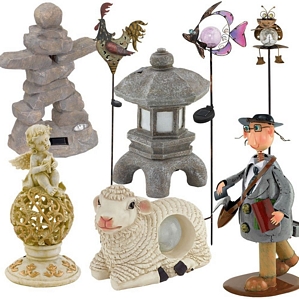 2er Sets LED Solar Außen Leuchten Garten Balkon Figuren Skulpturen zur Auswahl