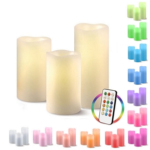 3 LED Kerzen mit Fernbedienung Echtwachskerzen Kerze Flackereffekt Timerfunktion