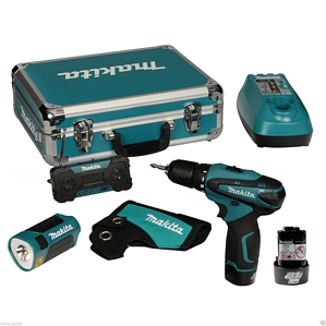 Makita Combo Kit DK1488X 10,8 Volt Akku Bohrschrauber Set Li 2xAkku Koffer Radio (DF330D+MR051+ML100)