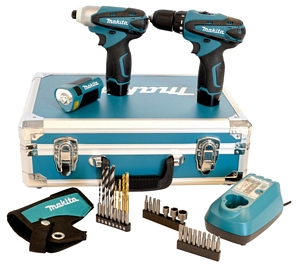 Makita Akku-Combo-Kit 10,8 V LCT303X2 im Koffer mit TD090, DF330D und ML100