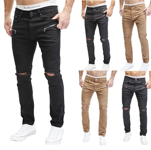 Merish Jeans Chino Hose Jeans Slim-Fit Destroyed Style Trend Herren J67
