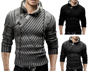Merish Strickpullover Zipper Schnalle Slim Fit Strick Jacke Sweats Neu 548