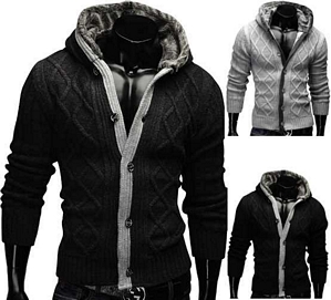 Merish Strickjacke Jacke Kapuzenjacke Strickpullover Slim Fit