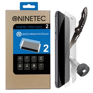 NINETEC TITANGLAS Doppelpack Displayschutz Glas für iPhone Samsung HTC Echt Glas