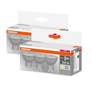 6er Pack Osram LED Spot PAR16 4,8W (50W) GU10 warmweiß 36° NODIM