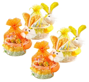 4x Weide Osterkorb mit Häschen Osternest